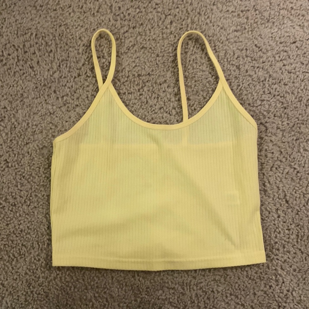 XS yellow ribbed crop top from PacSun